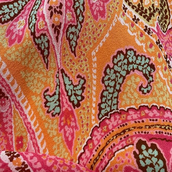 Ann Taylor Vintage Paisley silk chiffon Halter Midi Dress Orange Pink women’s 4 - Picture 6 of 12